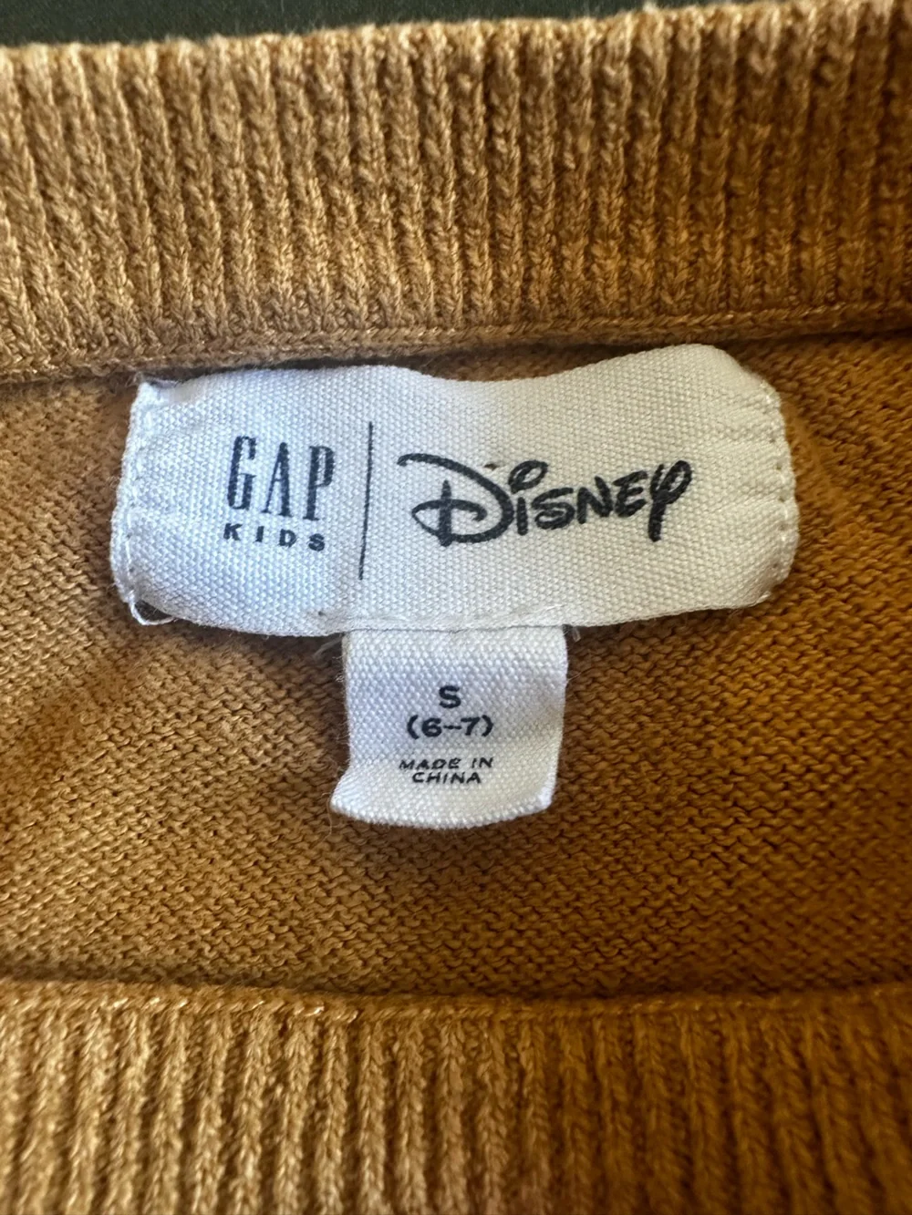 GAP Kids Mustard Yellow Knit Sweater with Disney Label